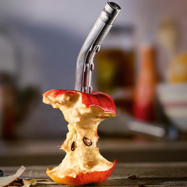 Ein abgegessener Rest eines Apfels