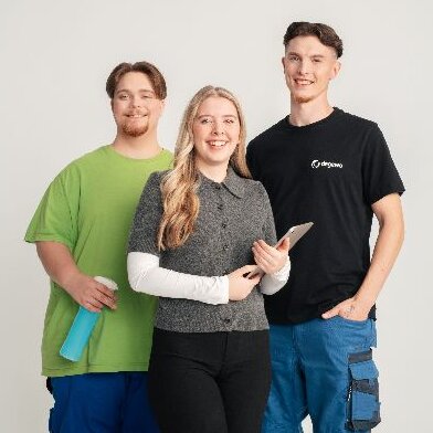 Auszubildene Immobilienkauffrau, Gebäudereiniger und Anlagenmechaniker