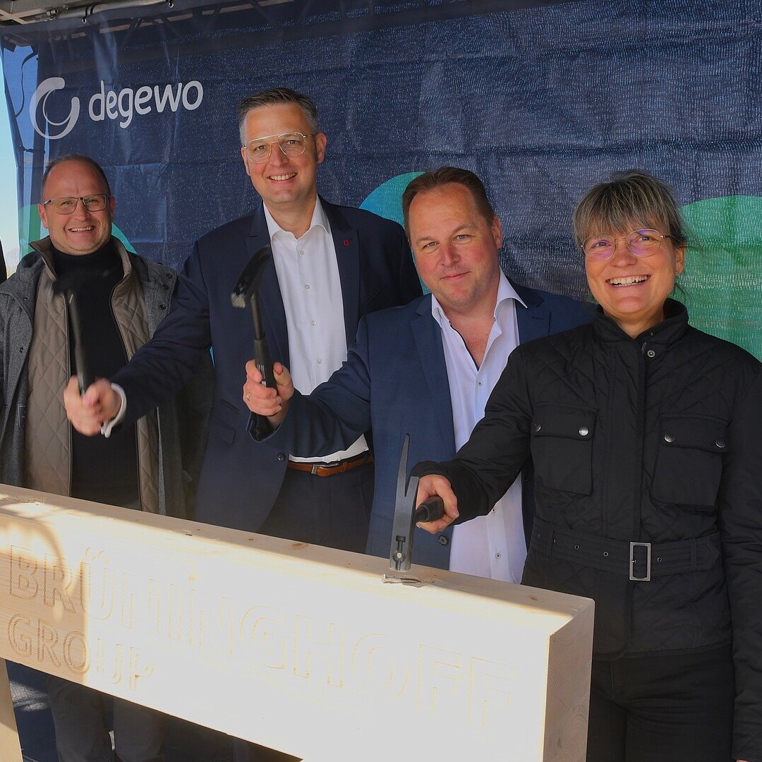 degewo Vorstände beim Richtfest Bisamstraße
