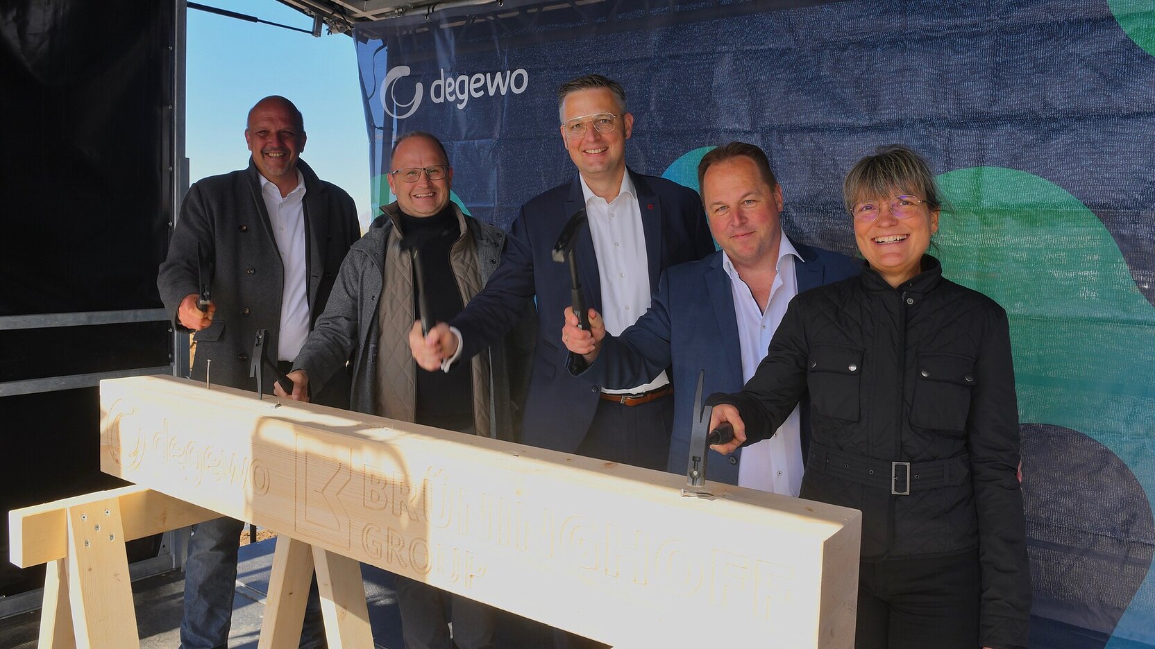degewo Vorstände beim Richtfest Bisamstraße
