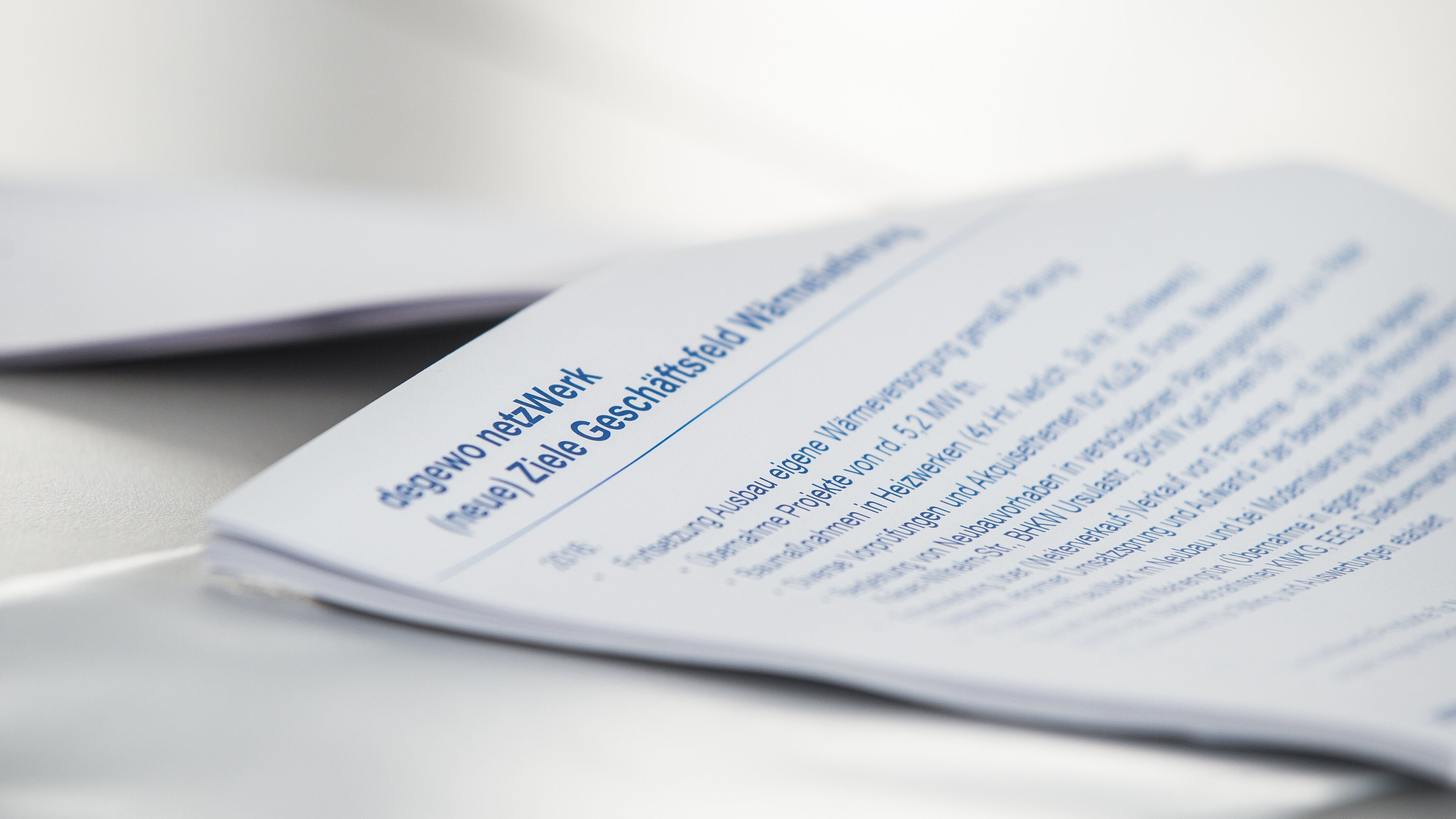 Papierdokument mit Titel zu netzWerk und Zielen liegt auf Tisch.