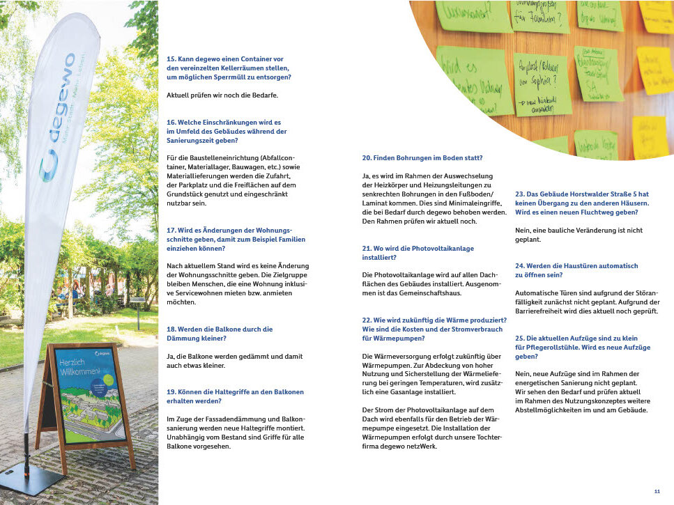 FAQ-Seite mit häufig gestellten Fragen zu Einschränkungen im Wohnumfeld, baulichen Veränderungen, Balkonen, Heizsystemen und Photovoltaikanlagen.