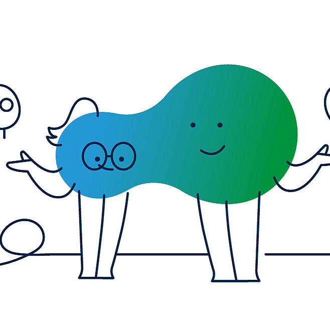 Illustration der degewo-Erklärfigur Kalle, der einen Vertrag und einen Stift hält. 