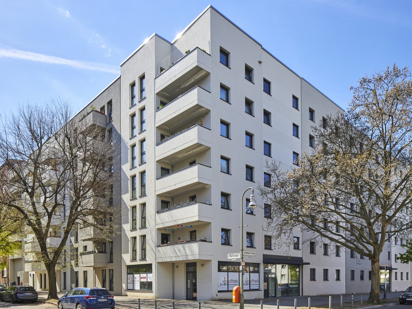 Straßeneckenansicht degewo-Neubau Usedomer Straße 26 und 27 Wattstraße.