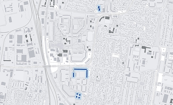 Karte des Quartiers Märkische Spitze mit farblich markierten Beständen