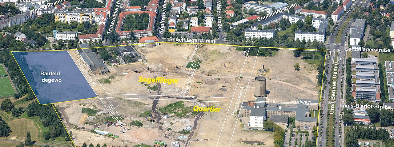 Luftbild Neubauprojekt Segelfliegerdamm