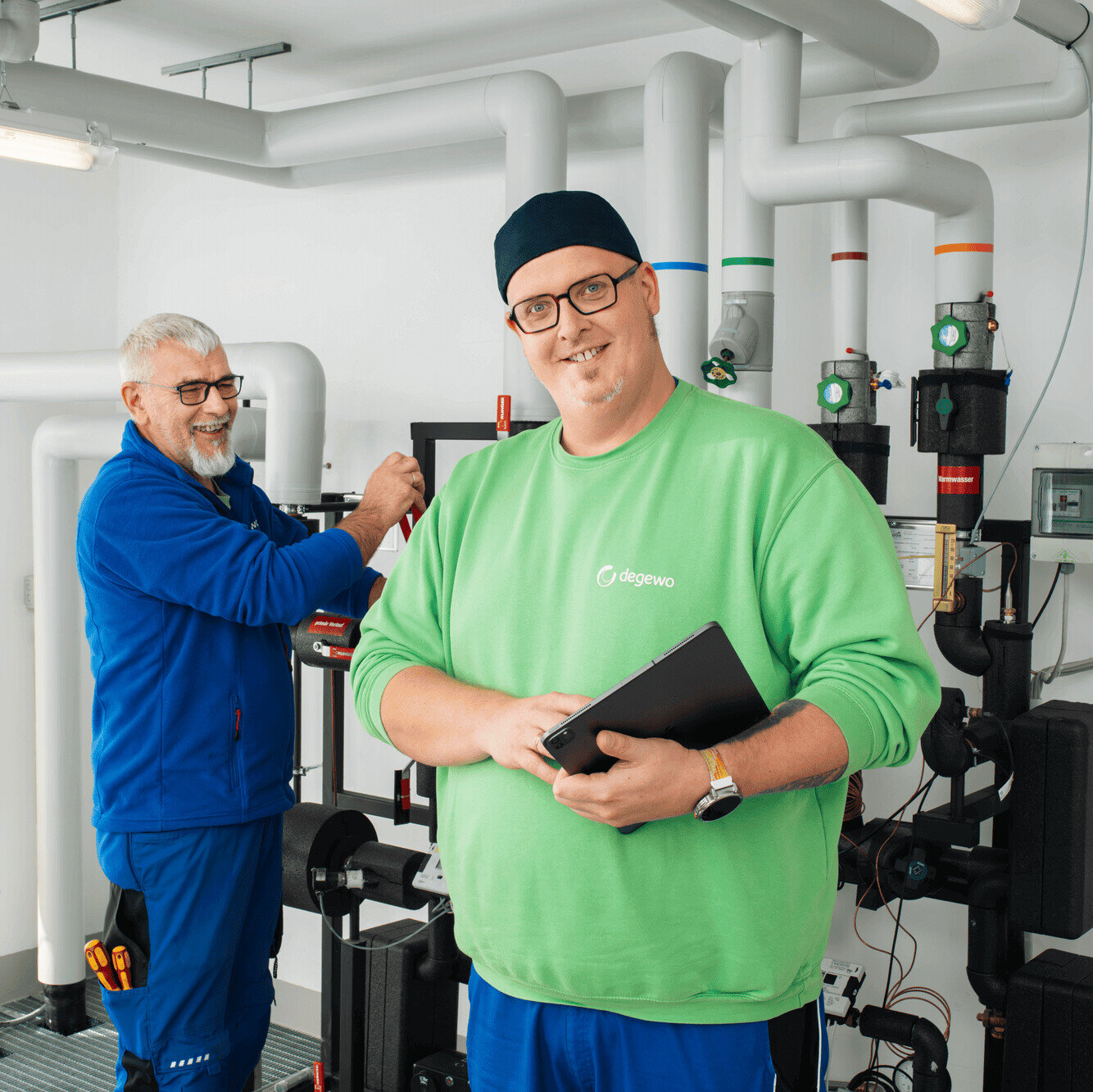 Messtechniker Ingo bei seiner Arbeit.