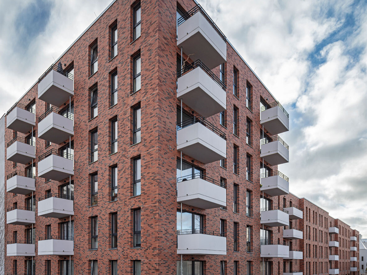 Außeneckansicht degewo-Neubau Wiesenstraße 55.