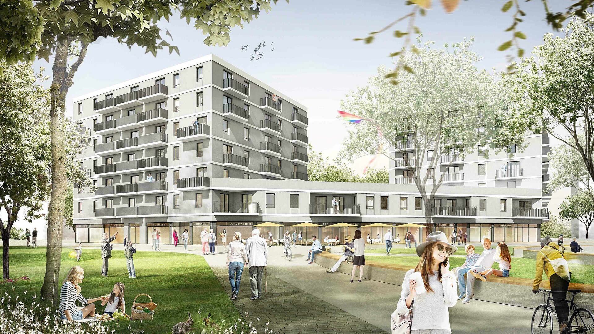 Visualisierung degewo Neubau Quartier "Die neuen Ringkolonnaden"