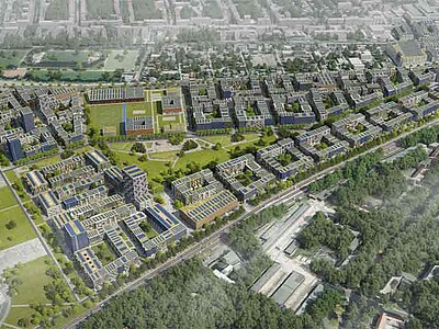 Vogelperspektive Schumacher Quartier auf dem ehemaligen Flughafen Tegel