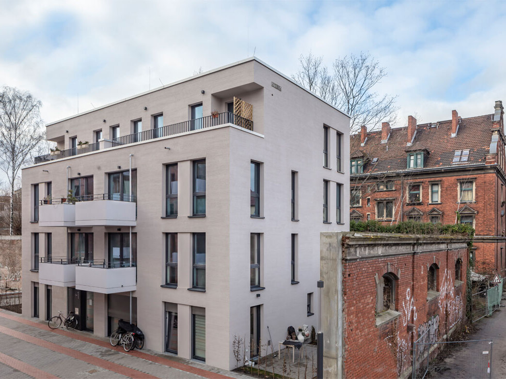 Außenansicht degewo-Neubau Wiesenstraße 55.