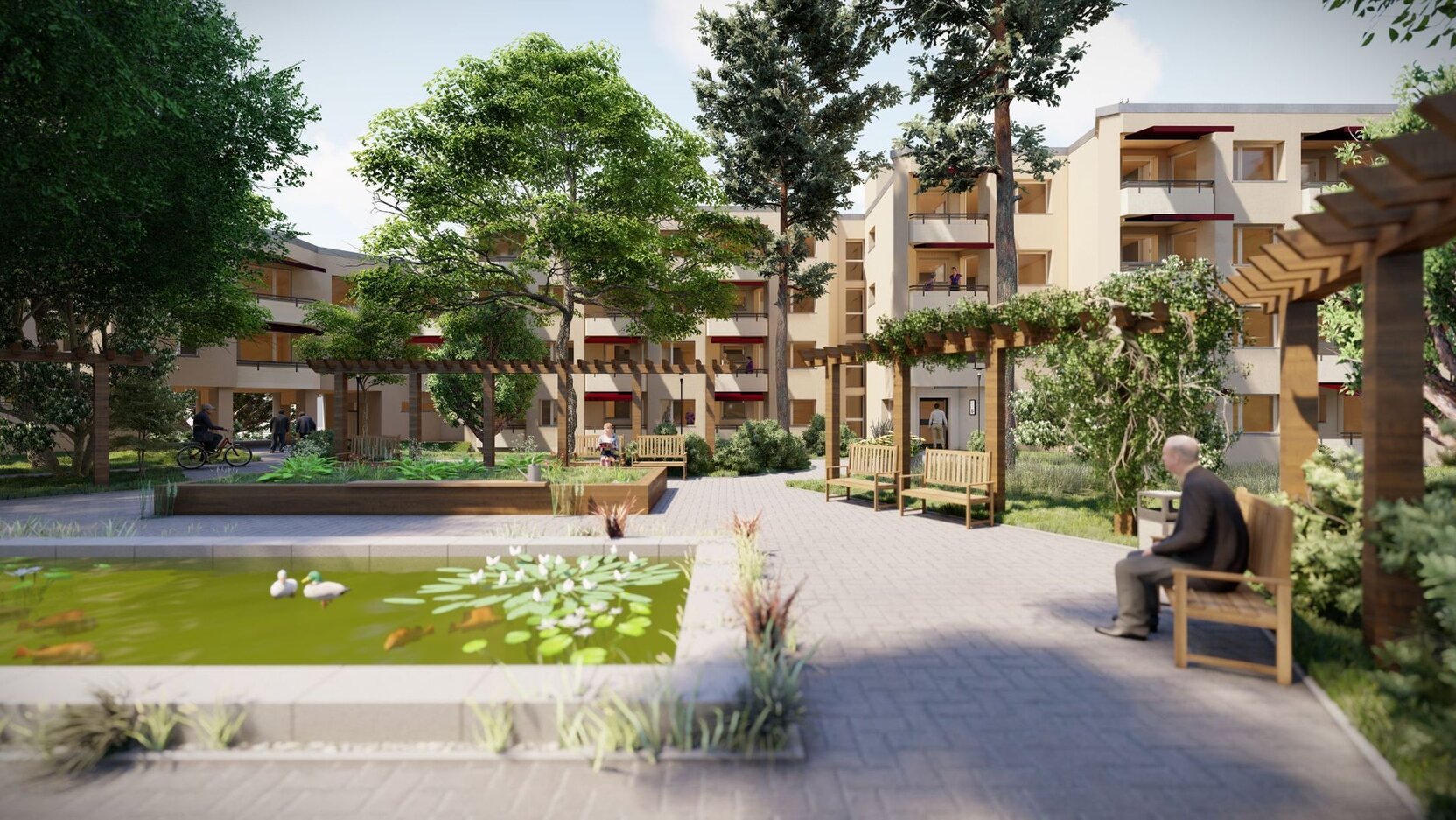 Visualisierung degewo-Sanierung Nachhaltigkeitshaus Horstwalder Straße.