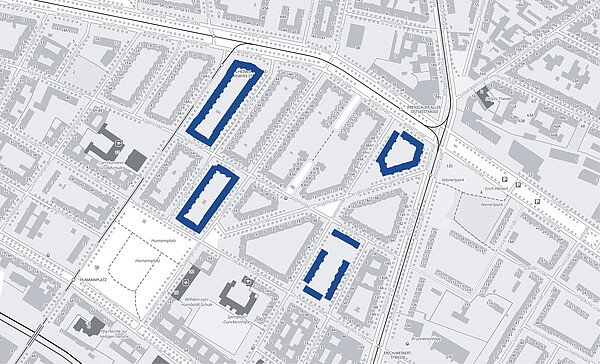Karte des Quartiers Prenzlauer Berg mit farblich markierten Beständen