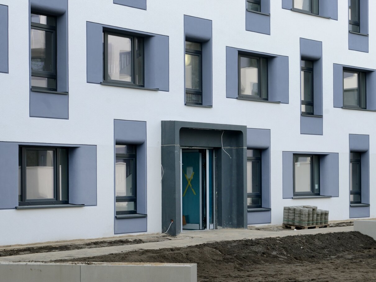 Außenansicht Fassade degewo-Neubau Joachimstraße 8 A bis E.