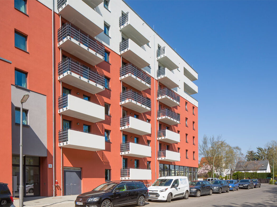 Straßenansicht degewo-Neubau Käthe-Dorsch-Ring 23.