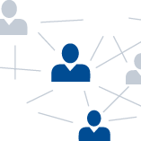 Illustration mehrerer Personen, die durch Linien miteinander vernetzt sind