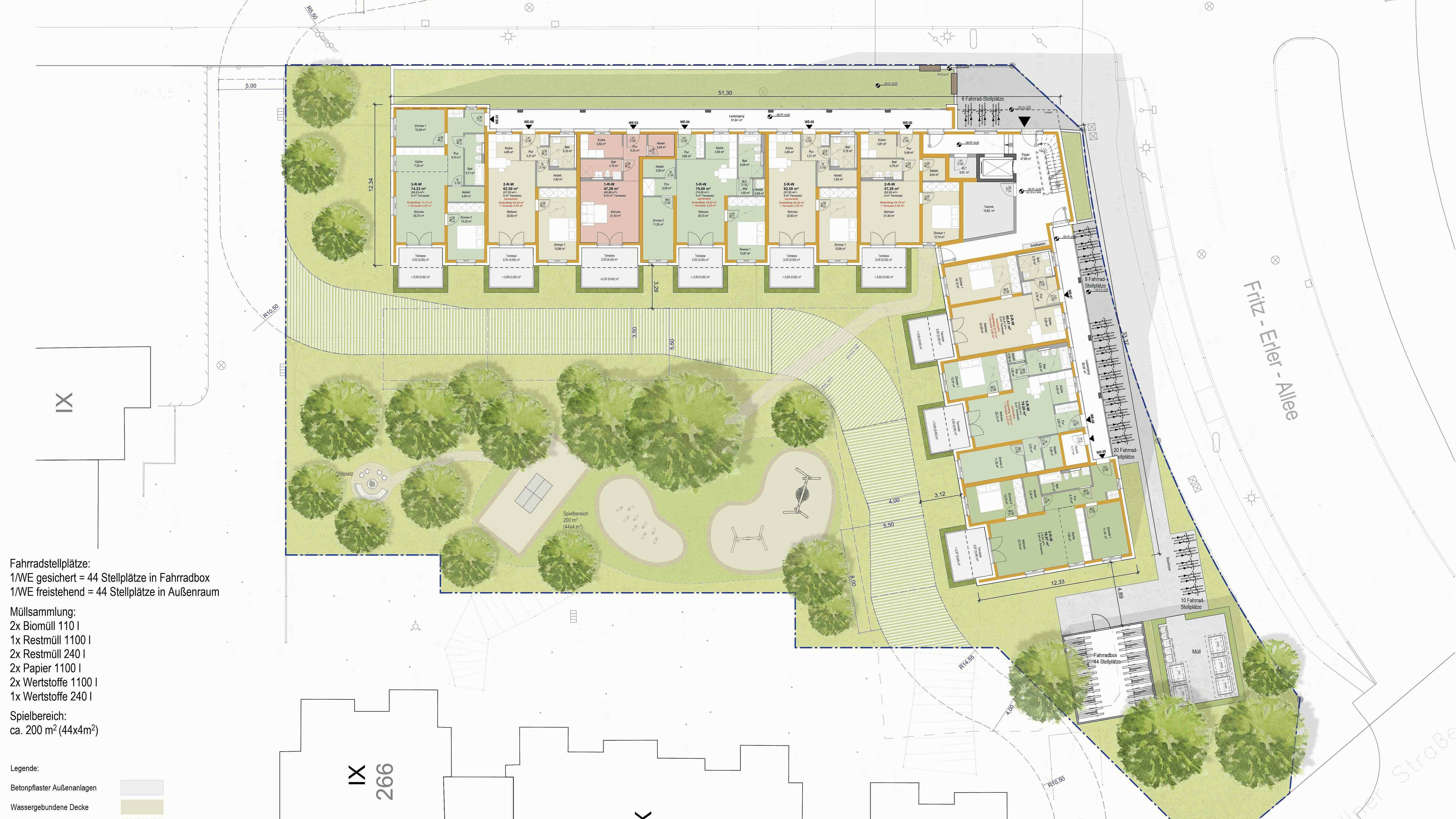 Lageplan Fritz-Erler-Allee / Agnes-Straub-Weg