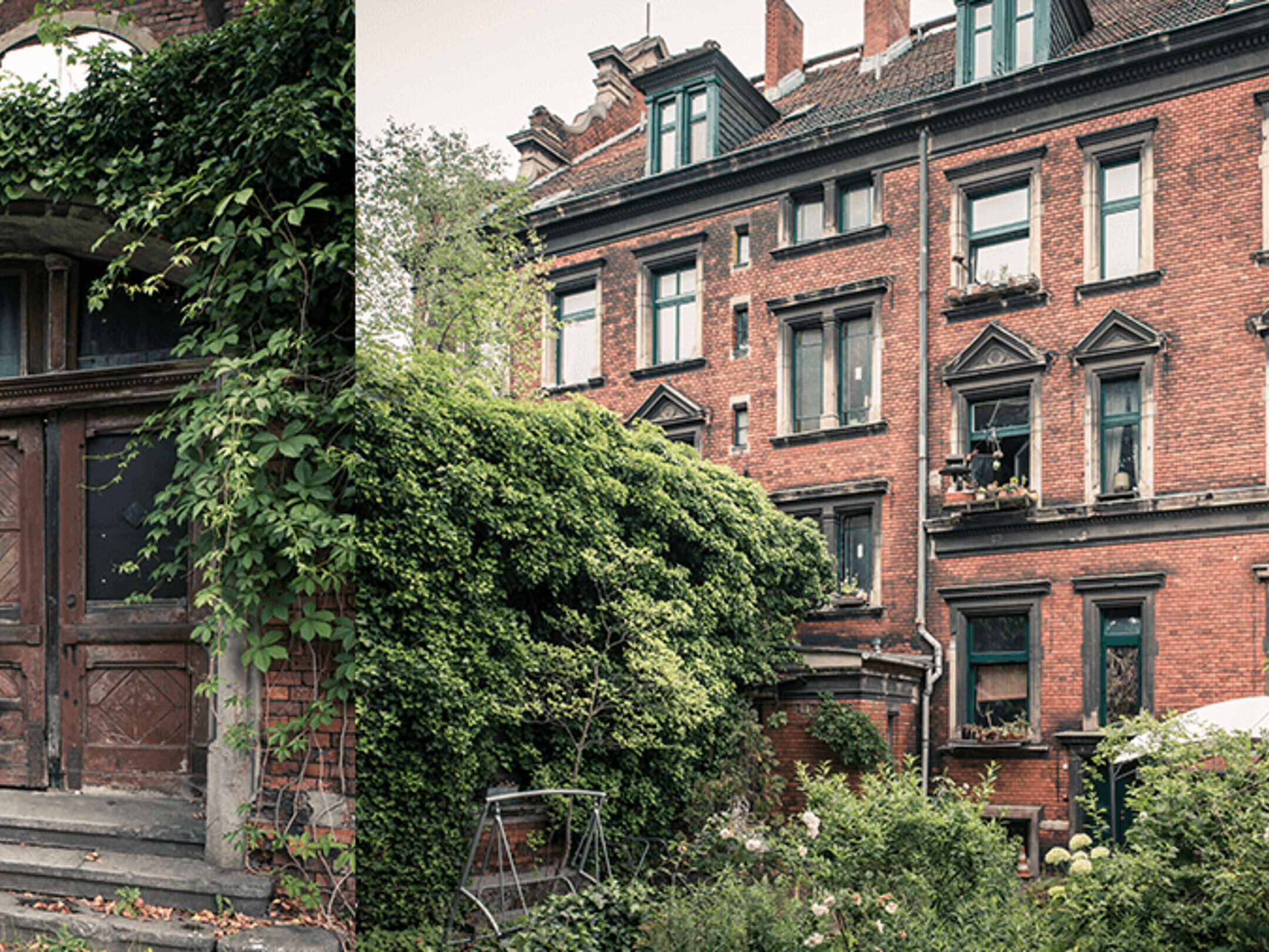 Bild zeigt ein rötliches Haus in der Wiesenburg.