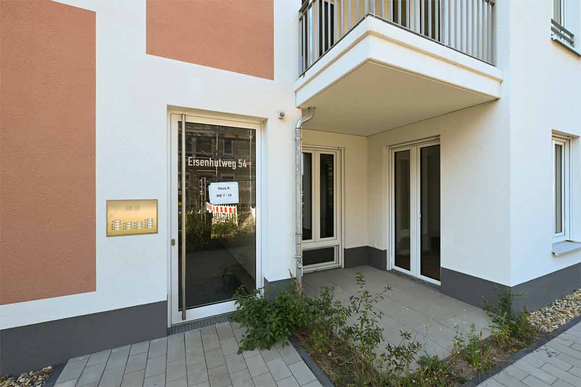 Eingang degewo Neubau Eisenhutweg