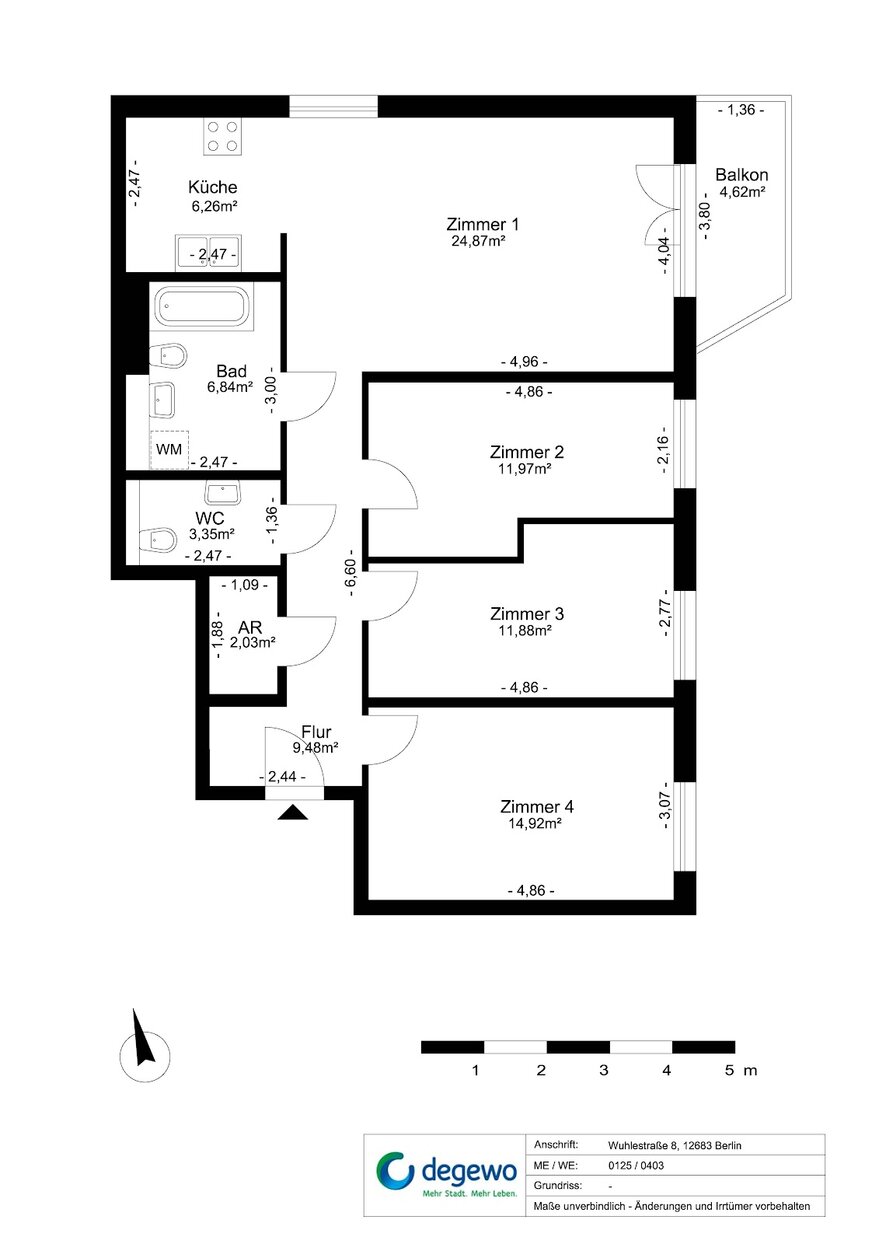 Helle 4 Raum Wohnung mit Balkon – Foto 17