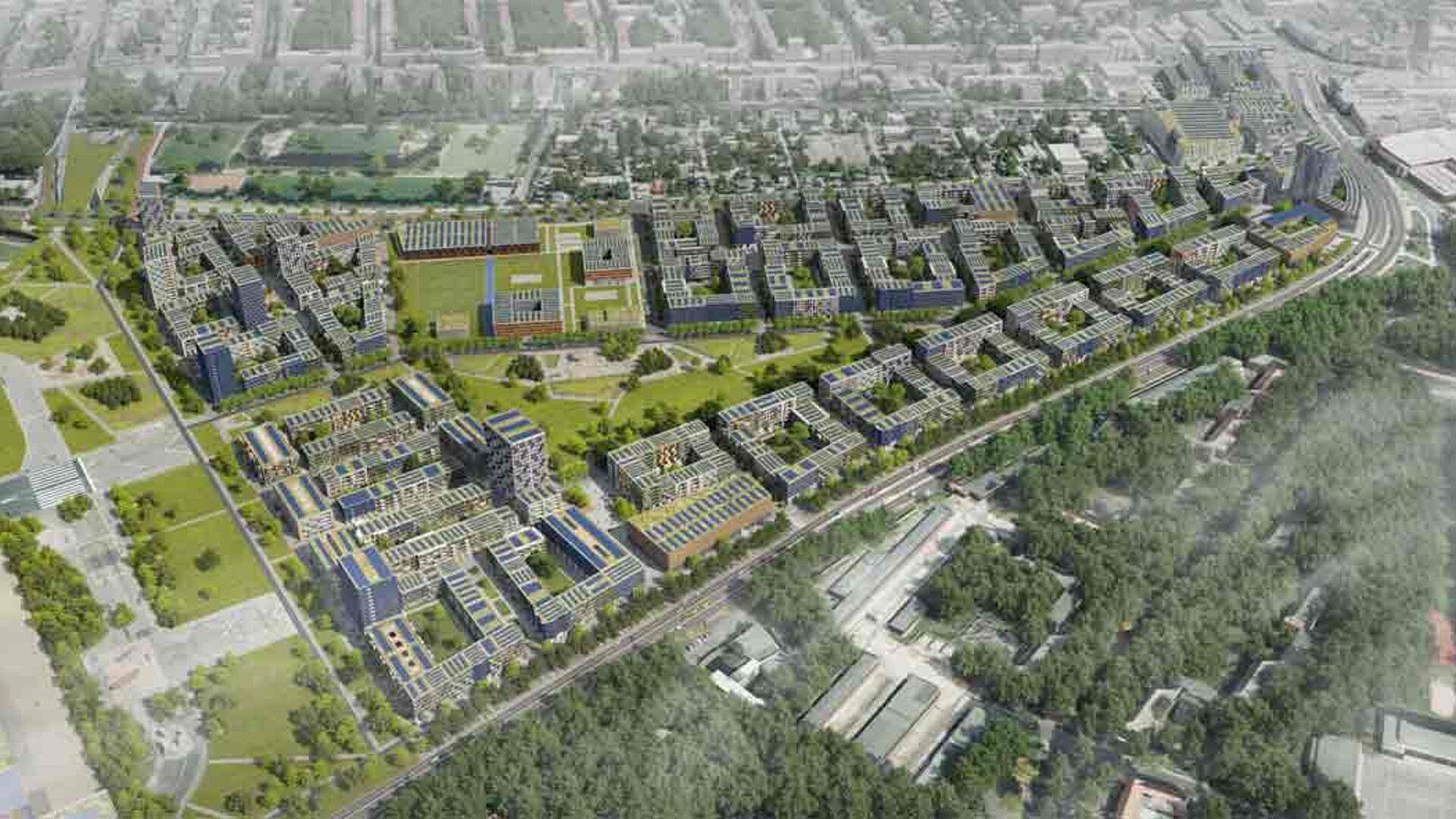 Visualisierung einer Luftbildaufnahme des Schuhmacher-Quartiers