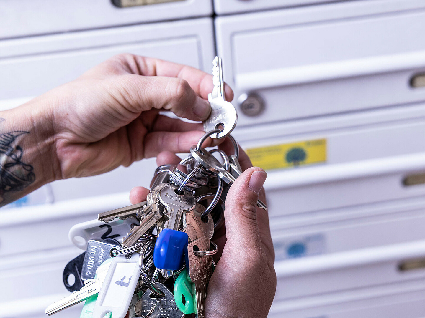 Hände mit Schlüsselbund und vielen Schlüsseln